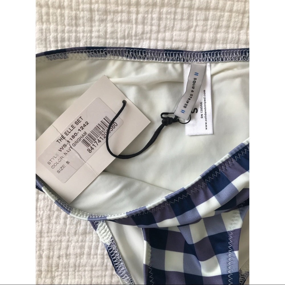 Solid & Striped Elle Bikini Bottoms - Navy Gingham - Picture 3 of 4